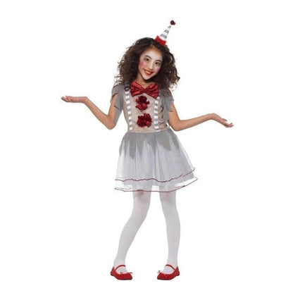 Vintage Clown Girl Costume Child Grey Dress with Headband 1