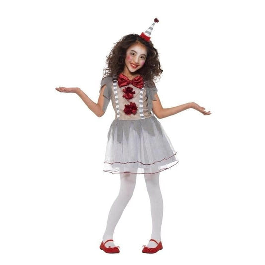 Vintage Clown Girl Costume Child Grey Dress with Headband 1
