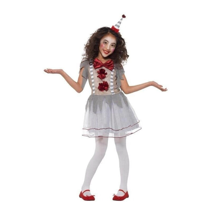 Vintage Clown Girl Costume Child Grey Dress with Headband 1