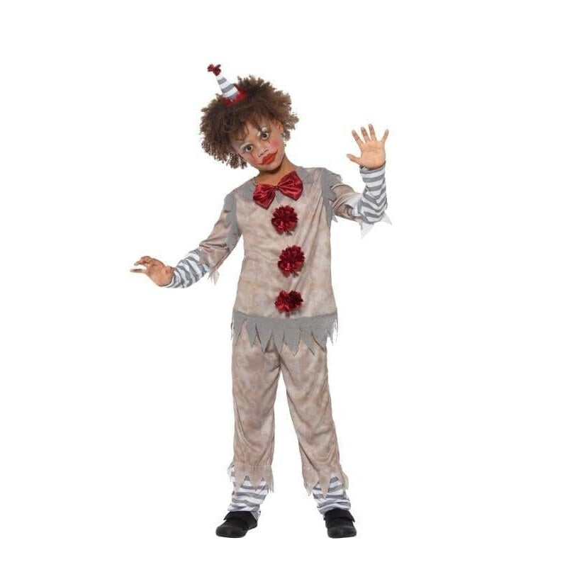 Vintage Clown Boy Costume Child Grey Red 1