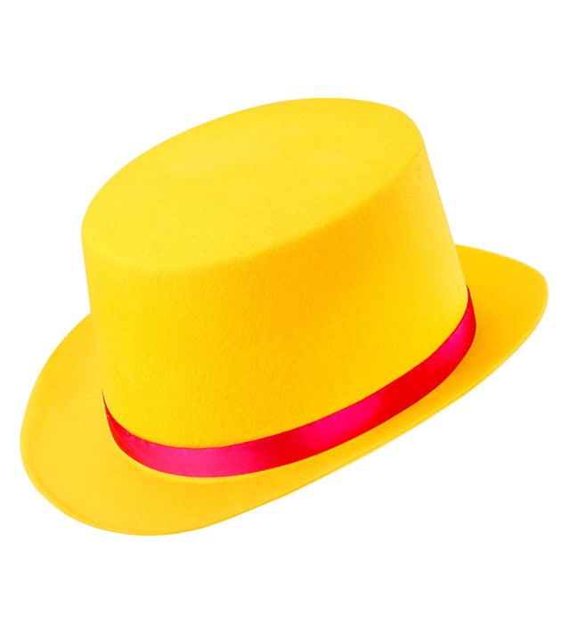 Top Hats Felt Yellow 11 Cm - Child Size
