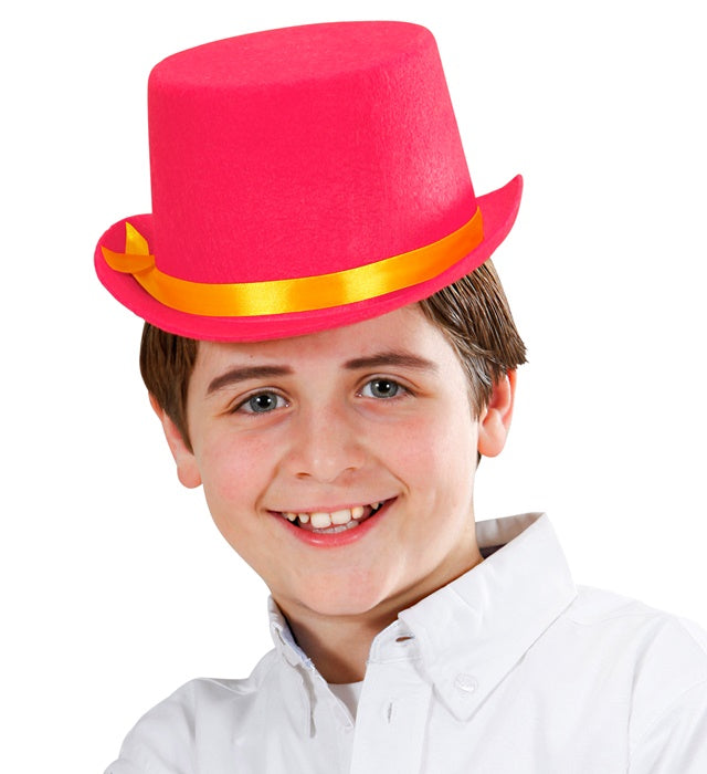 Top Hats Felt Pink 10 Cm - Child Size