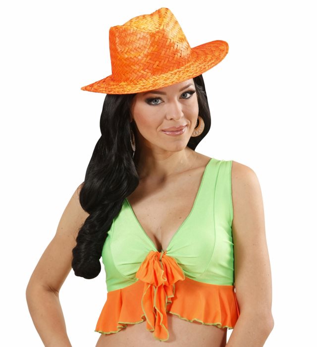 Straw Cowboy Hat Pink, Yellow, Orange Ass.
