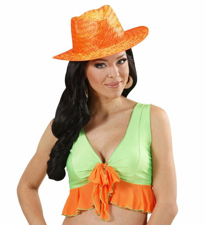 Straw Cowboy Hat Pink, Yellow, Orange Ass.