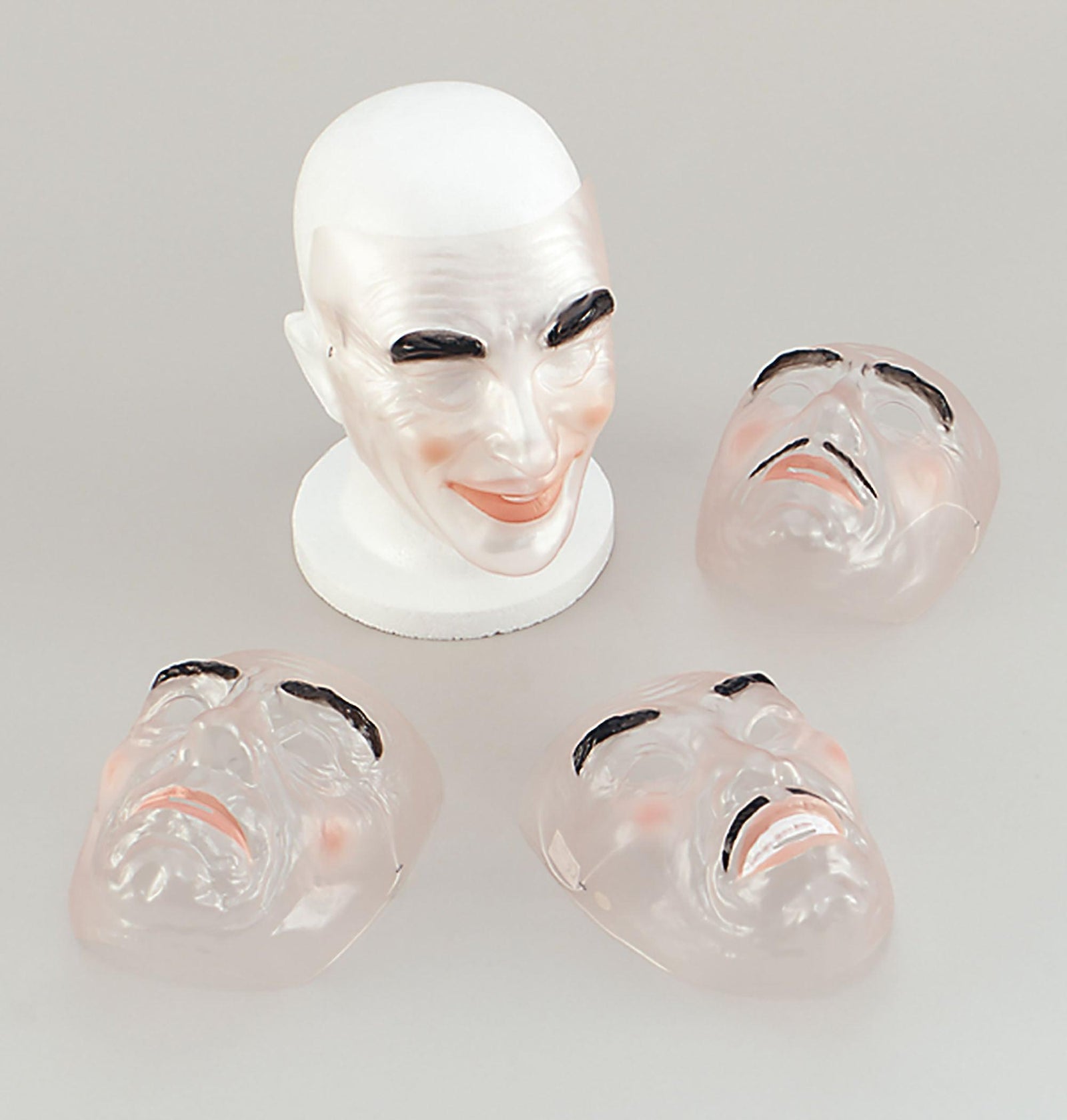 Transparent Male Plastic Masks Dozen Varied Design 2