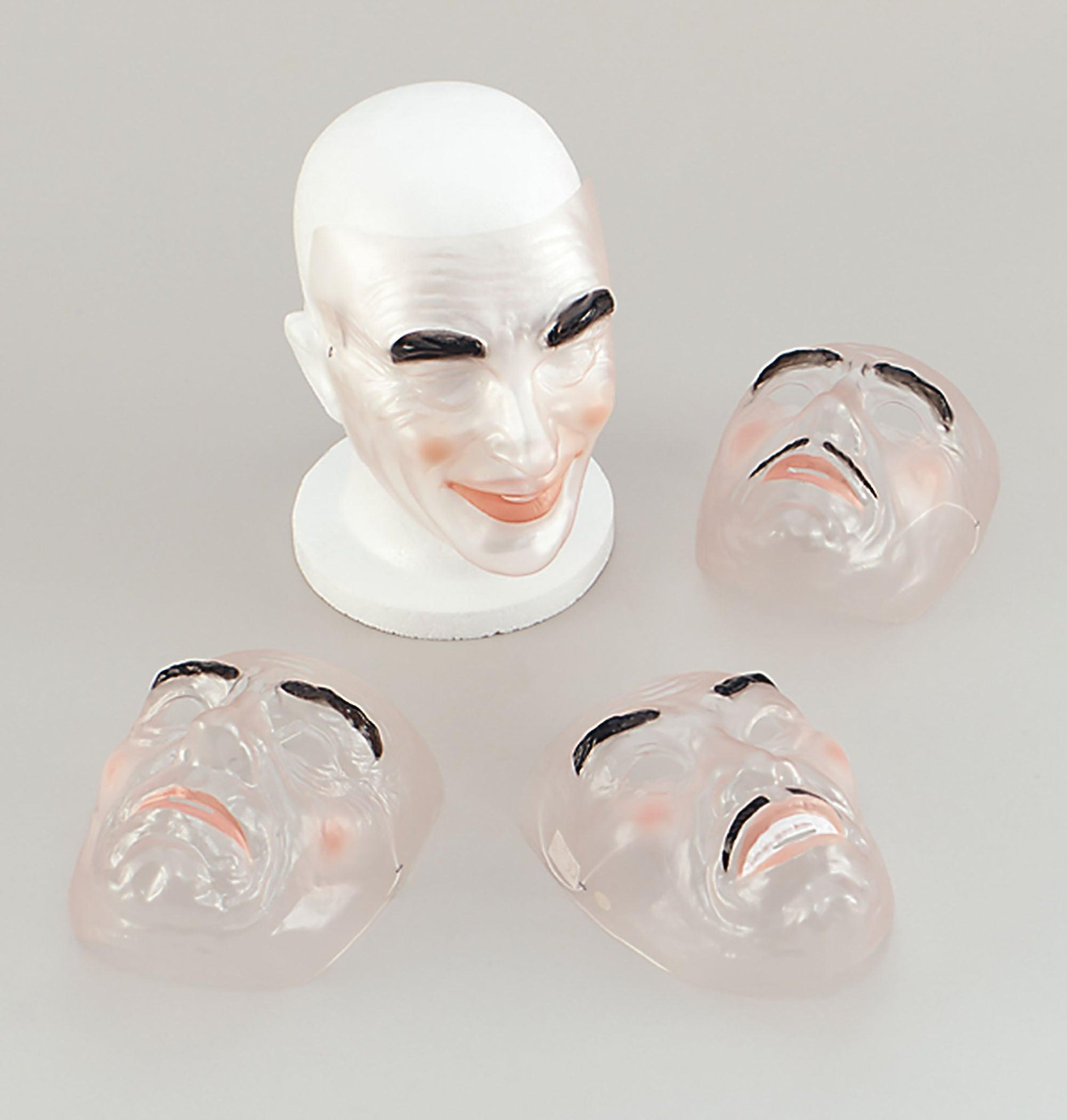 Transparent Male Plastic Masks Dozen Varied Design 2