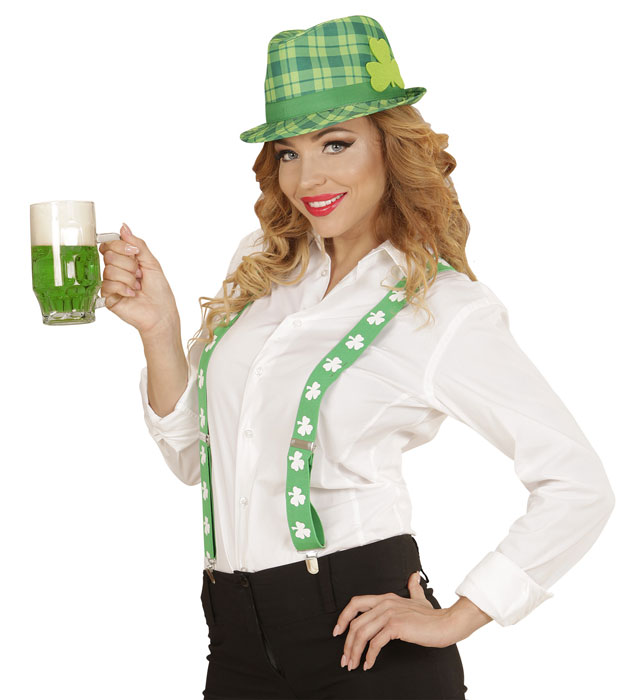 St. Patrick'S Day Tartan Fedora With Shamrock