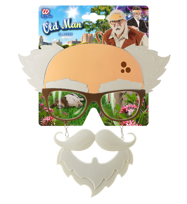 Old Man Glasses With Moustache & Goatee Beard