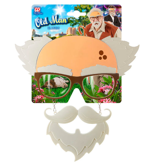 Old Man Glasses With Moustache & Goatee Beard
