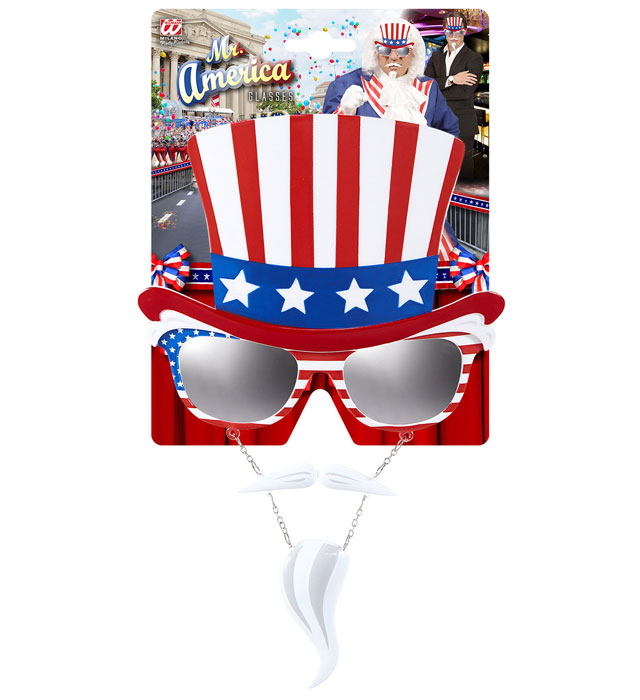 Mr. America Glasses With Moustache & Goatee Beard