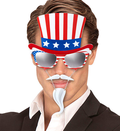 Mr. America Glasses With Moustache & Goatee Beard