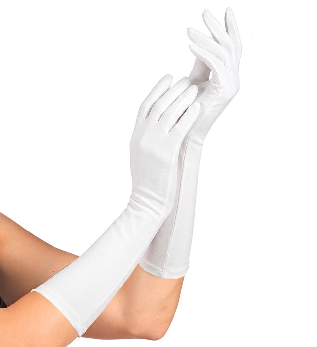 White Long Elastane Gloves 40 Cm - Suitable Also For Man
