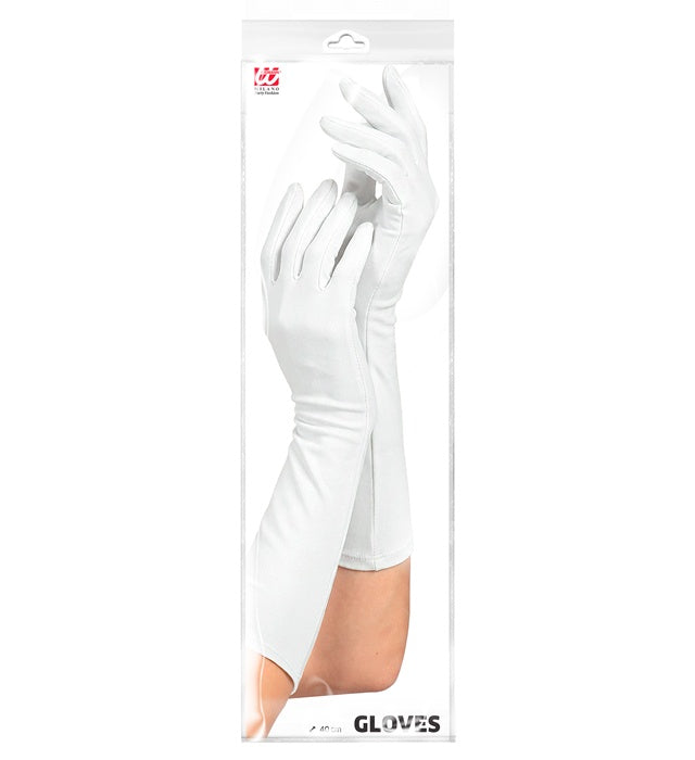 White Long Elastane Gloves 40 Cm - Suitable Also For Man