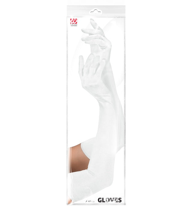 White Long Elastane Gloves 60 Cm - Suitable Also For Man