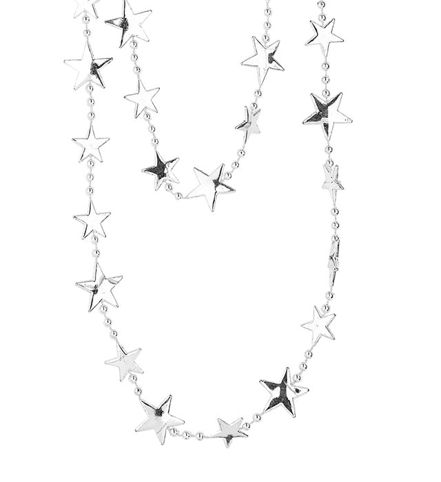 Metallic Silver Stars Necklace 210 Cm