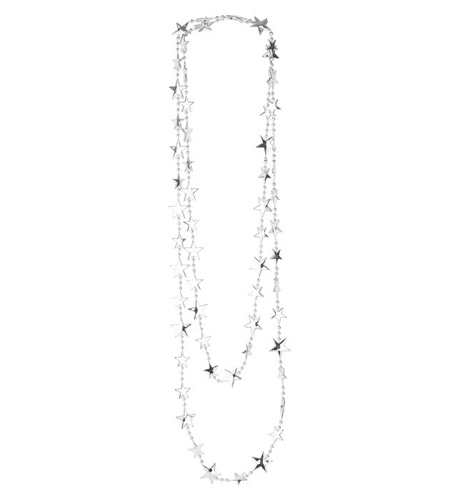 Metallic Silver Stars Necklace 210 Cm