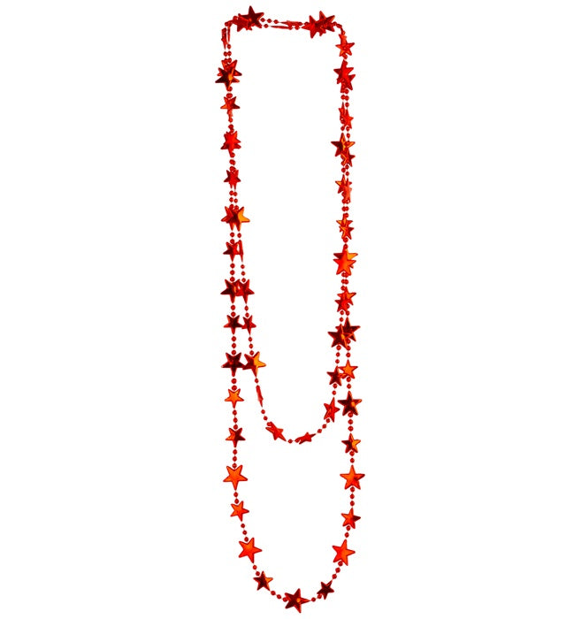 Metallic Red Stars Necklace 210 Cm