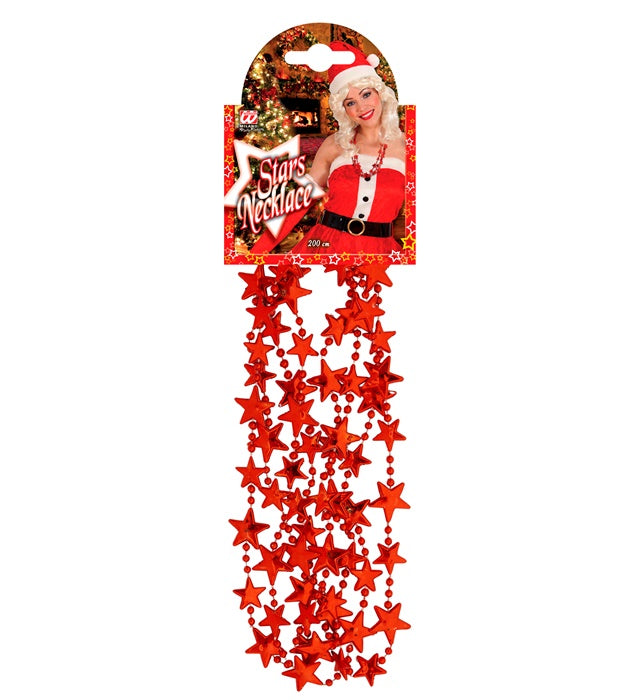 Metallic Red Stars Necklace 210 Cm