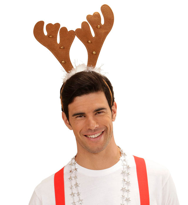Reindeer Horns With Bells And Marabou