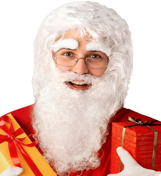 Santa Claus Wig With Beard & Moustache, Eyebrows In Polybag