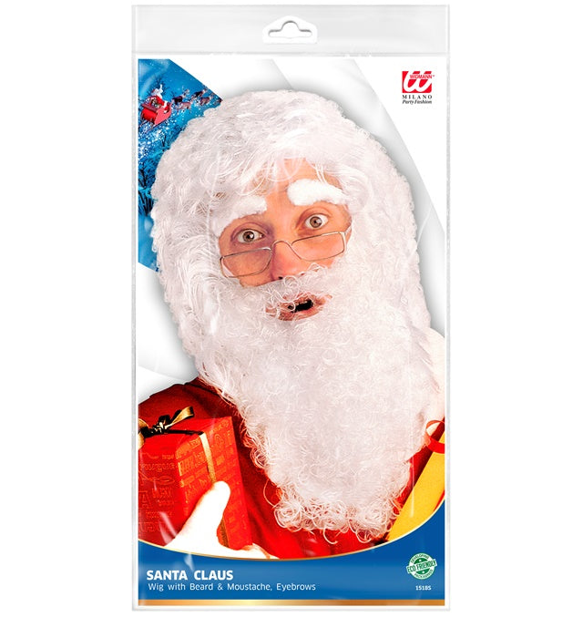 Santa Claus Wig With Beard & Moustache, Eyebrows In Polybag