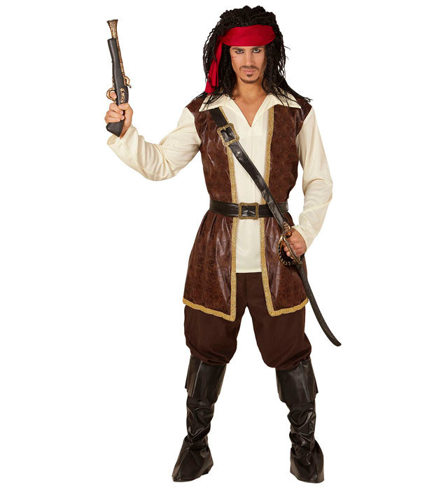 Pirate  Coat With Shirt, Pants, Belt, Sword Sash With Buckle, Headband, Boot Covers 