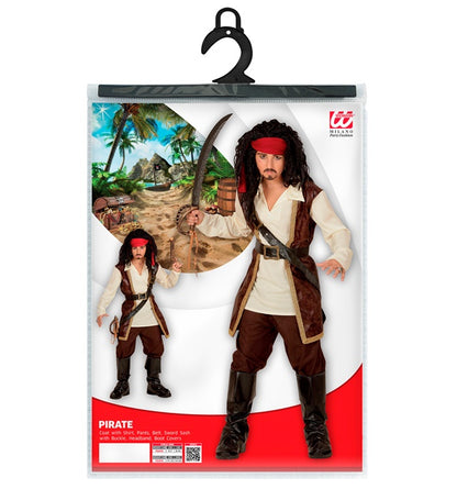 Pirate  Coat With Shirt, Pants, Belt, Sword Sash With Buckle, Headband, Boot Covers 