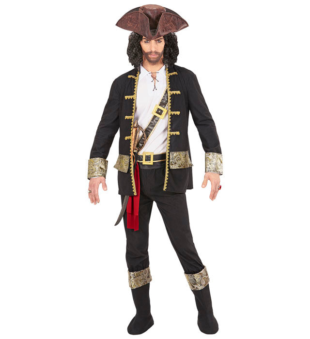 Pirate Captain  Coat, Shirt, Pants, Belt, Sword Sash With Buckle, Hat, Boot Covers 
