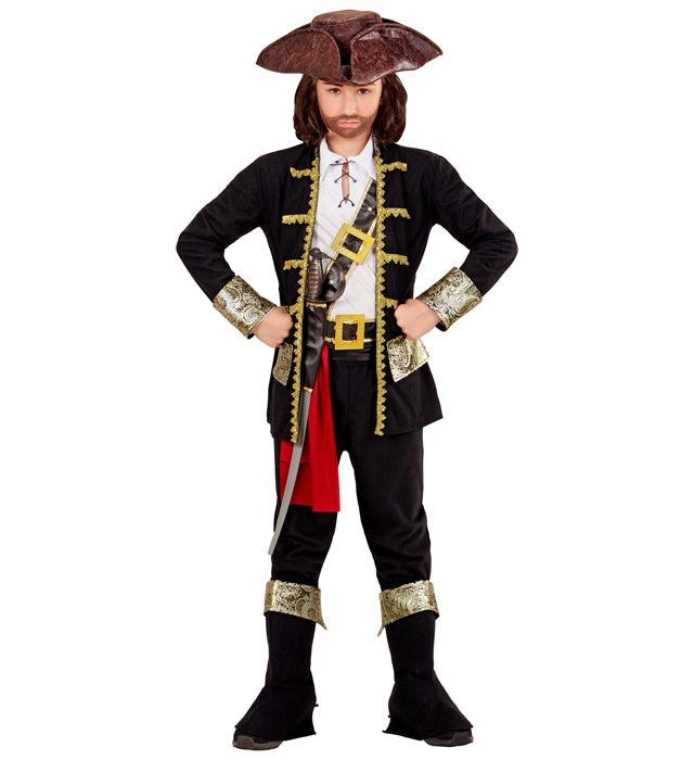 Pirate Captain  Coat, Shirt, Pants, Belt, Sword Sash With Buckle, Hat, Boot Covers 