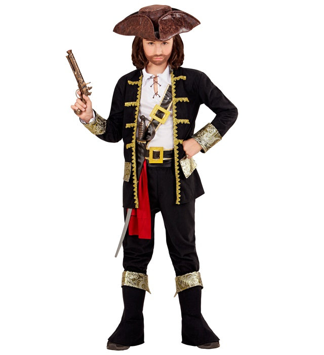 Pirate Captain  Coat, Shirt, Pants, Belt, Sword Sash With Buckle, Hat, Boot Covers 