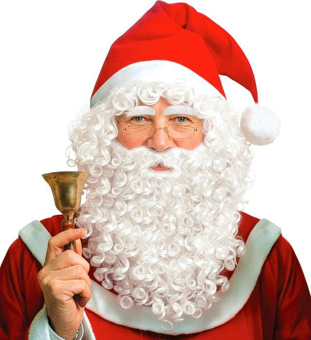 Santa Claus Hat With Hair, Beard & Eyebrows In Polybag