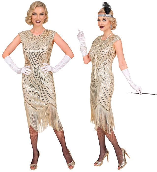 Roaring 20S Gatsby Flapper  Dress  - Cream