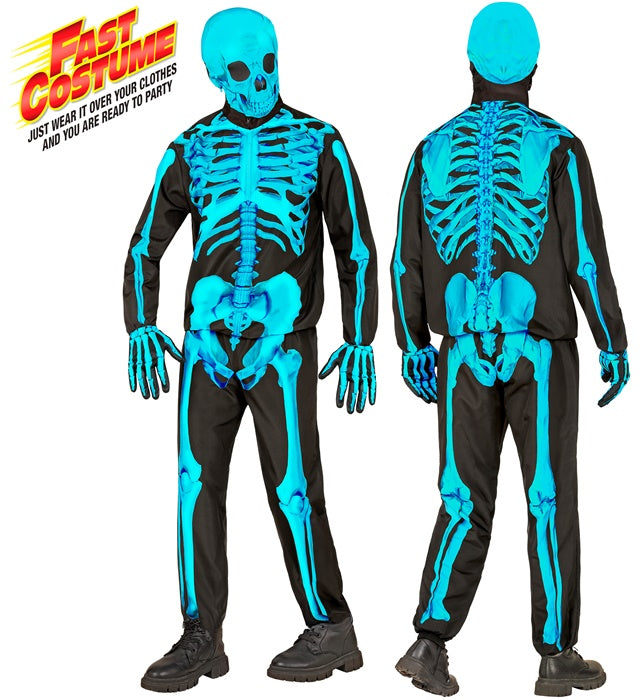 Neon Skeleton Fast Costume  Jacket, Pants, Gloves, Mask 