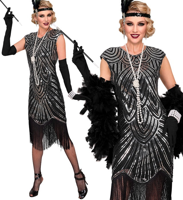 Roaring 20S Gatsby Flapper  Dress  - Silver