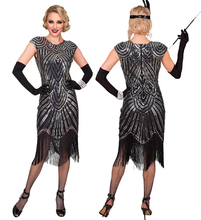 Roaring 20S Gatsby Flapper  Dress  - Silver
