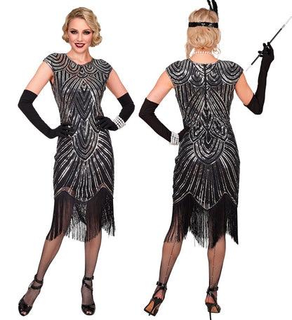Roaring 20S Gatsby Flapper  Dress  - Silver