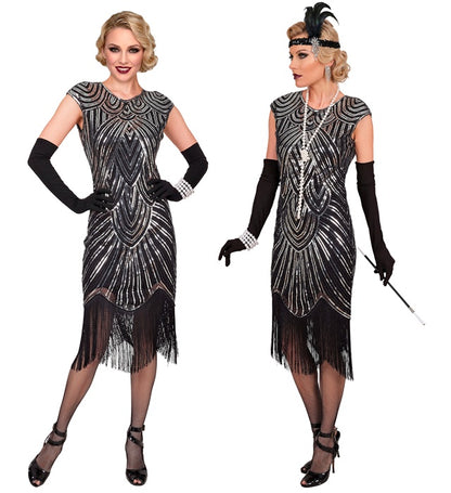 Roaring 20S Gatsby Flapper  Dress  - Silver