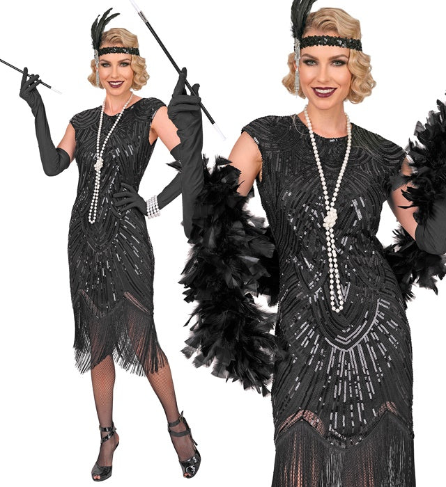 Roaring 20S Gatsby Flapper  Dress  - Black