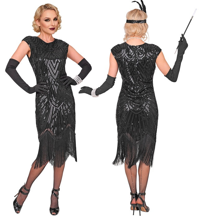 Roaring 20S Gatsby Flapper  Dress  - Black