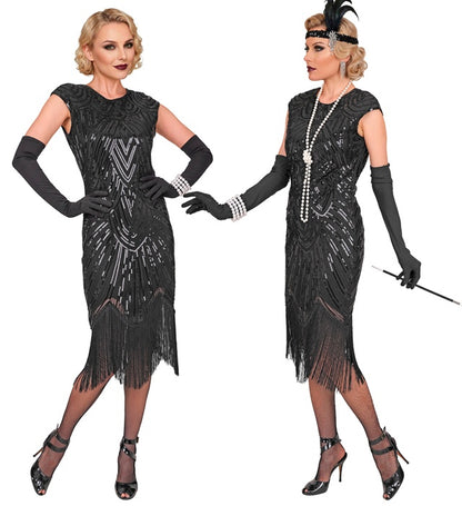 Roaring 20S Gatsby Flapper  Dress  - Black