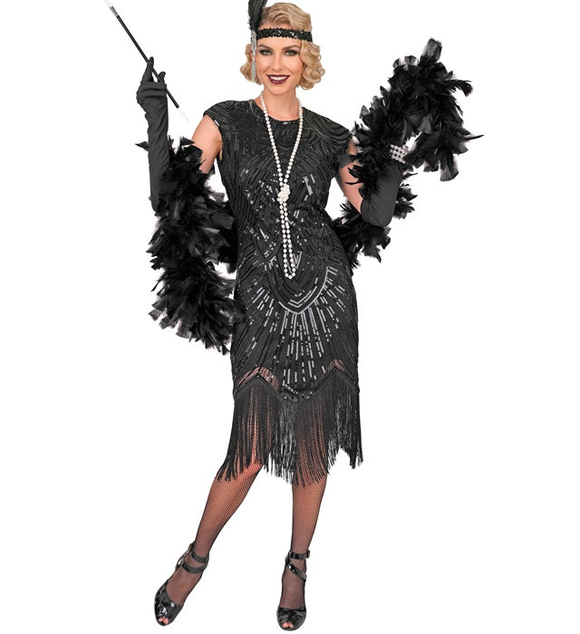 Roaring 20S Gatsby Flapper  Dress  - Black