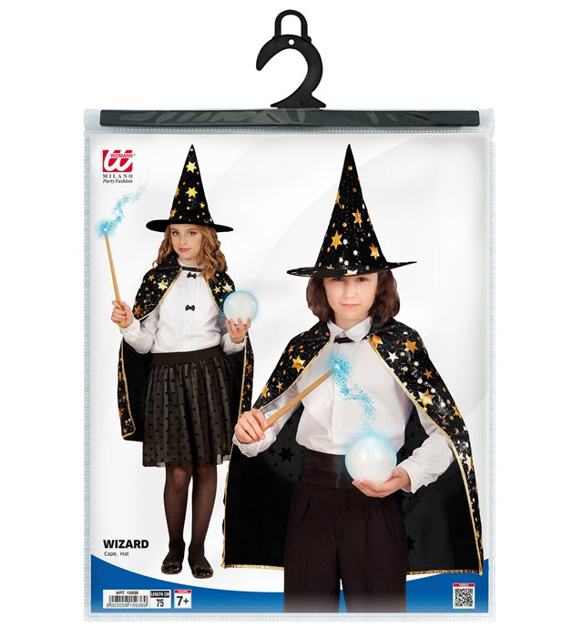 Wizard  Cape, Hat  - 70 Cm