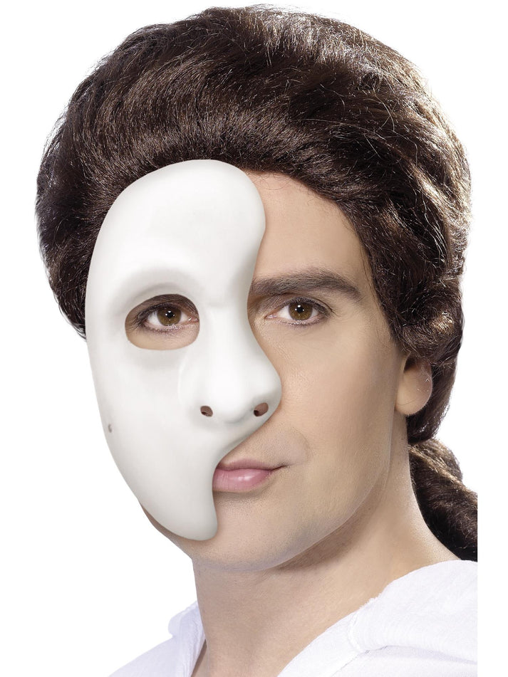 Phantom Of The Opera Mask White 1/2 Mask Adult Costume Accessory 1