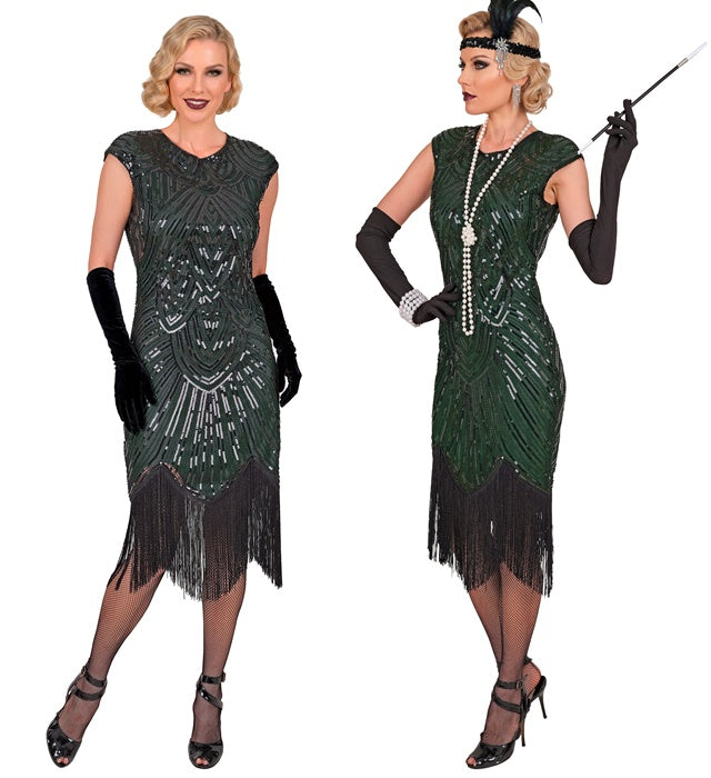 Roaring 20S Gatsby Flapper  Dress  - Green