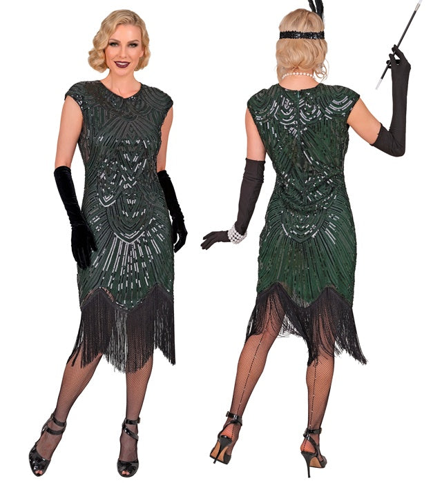 Roaring 20S Gatsby Flapper  Dress  - Green