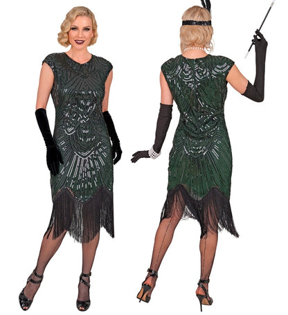 Roaring 20S Gatsby Flapper  Dress  - Green