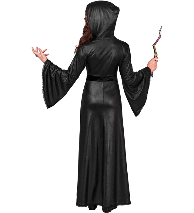 Witch  Hooded Dress With Spider Brooch 