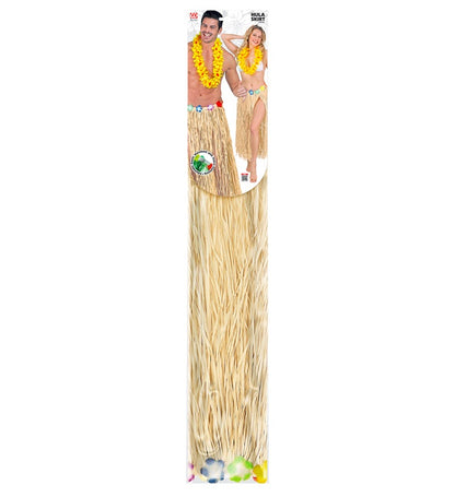 Straw Hula Skirt With Flower Belt 80 Cm - Adjustable Size