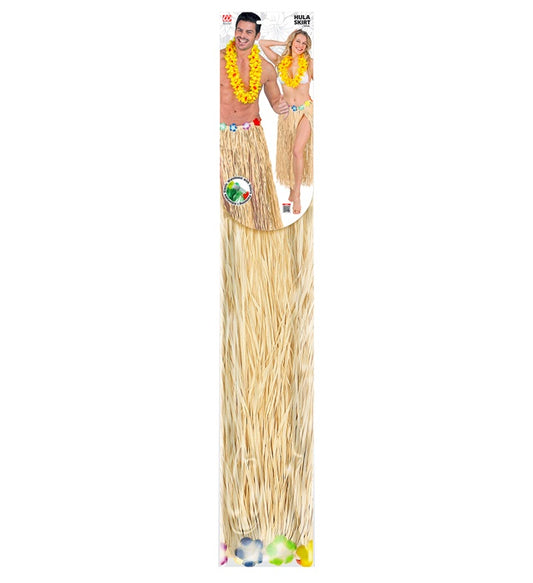 Straw Hula Skirt With Flower Belt 80 Cm - Adjustable Size