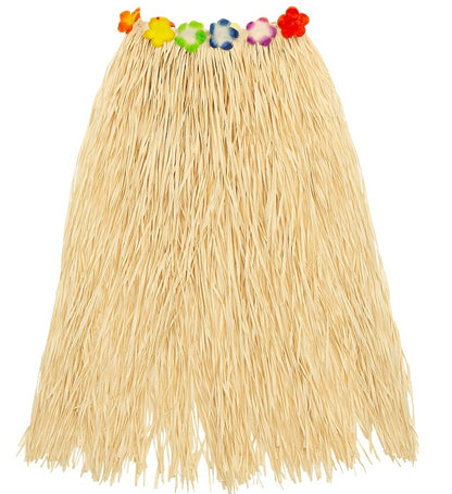 Straw Hula Skirt With Flower Belt 80 Cm - Adjustable Size